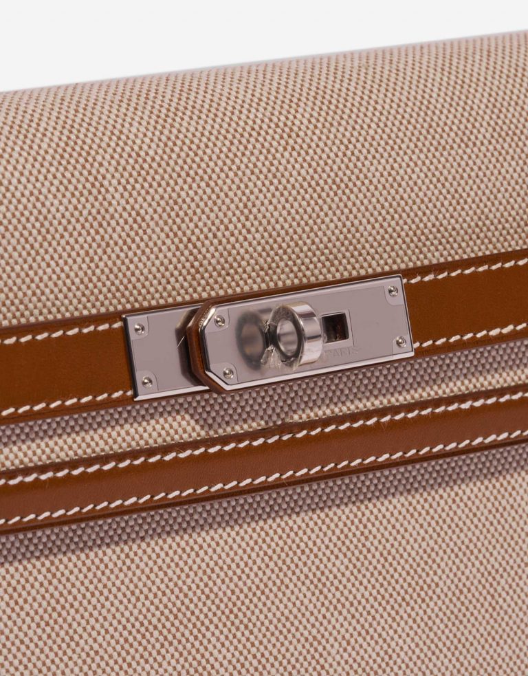 Pre-owned Hermès bag Kelly Dépêches Pouch 25 Toile / Barenia Fauve Beige Front | Sell your designer bag on Saclab.com