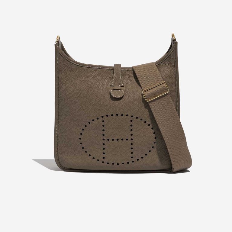 Pre-owned Hermès Tasche Evelyne 29 Taurillon Clemence Etoupe Brown Front | Verkaufen Sie Ihre Designer-Tasche auf Saclab.com