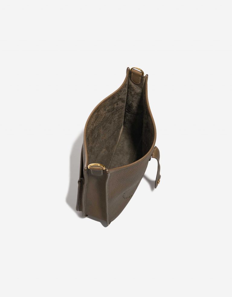 Gebrauchte Hermès Tasche Evelyne 29 Taurillon Clemence Etoupe Brown Inside | Verkaufen Sie Ihre Designer-Tasche auf Saclab.com