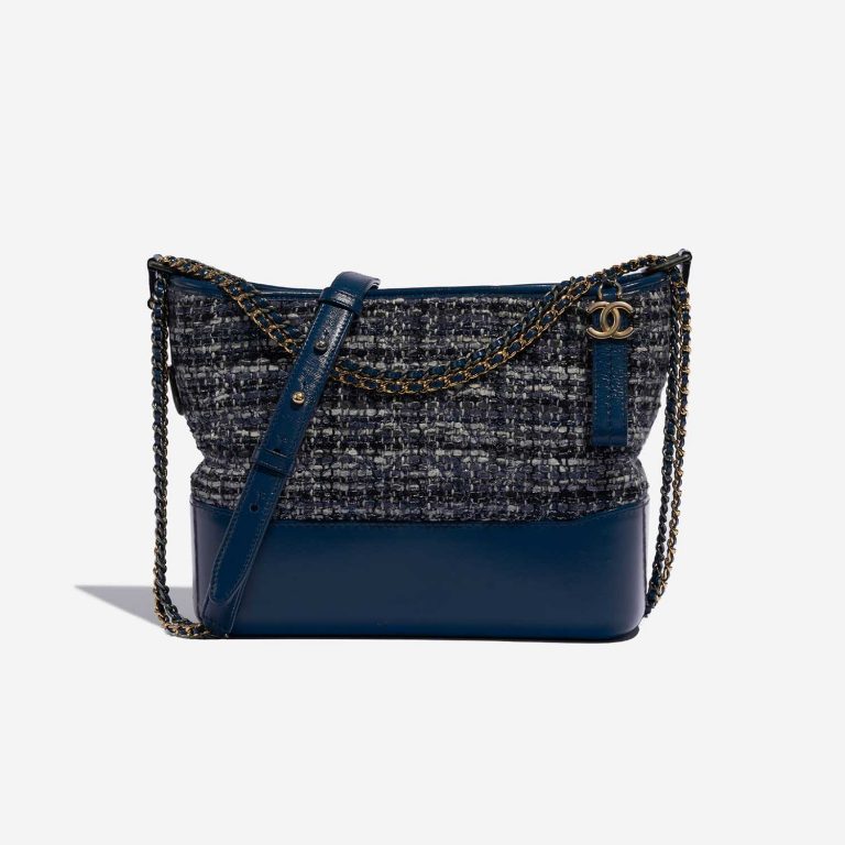 Pre-owned Chanel bag Gabrielle Medium Tweed / Calf Blue / Multicolor Blue, Multicolour Front | Sell your designer bag on Saclab.com