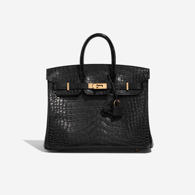 Pre-owned Hermès bag Birkin 25 Matte Alligator Black Black Front | Sell your designer bag on Saclab.com