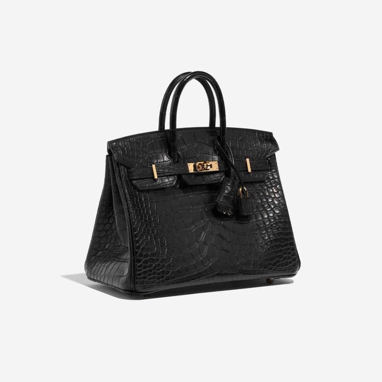 Pre-owned Hermès bag Birkin 25 Matte Alligator Black Black Side Front | Sell your designer bag on Saclab.com