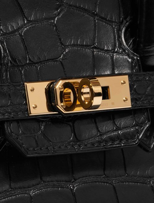 Pre-owned Hermès bag Birkin 25 Matte Alligator Black Black Closing System | Sell your designer bag on Saclab.com