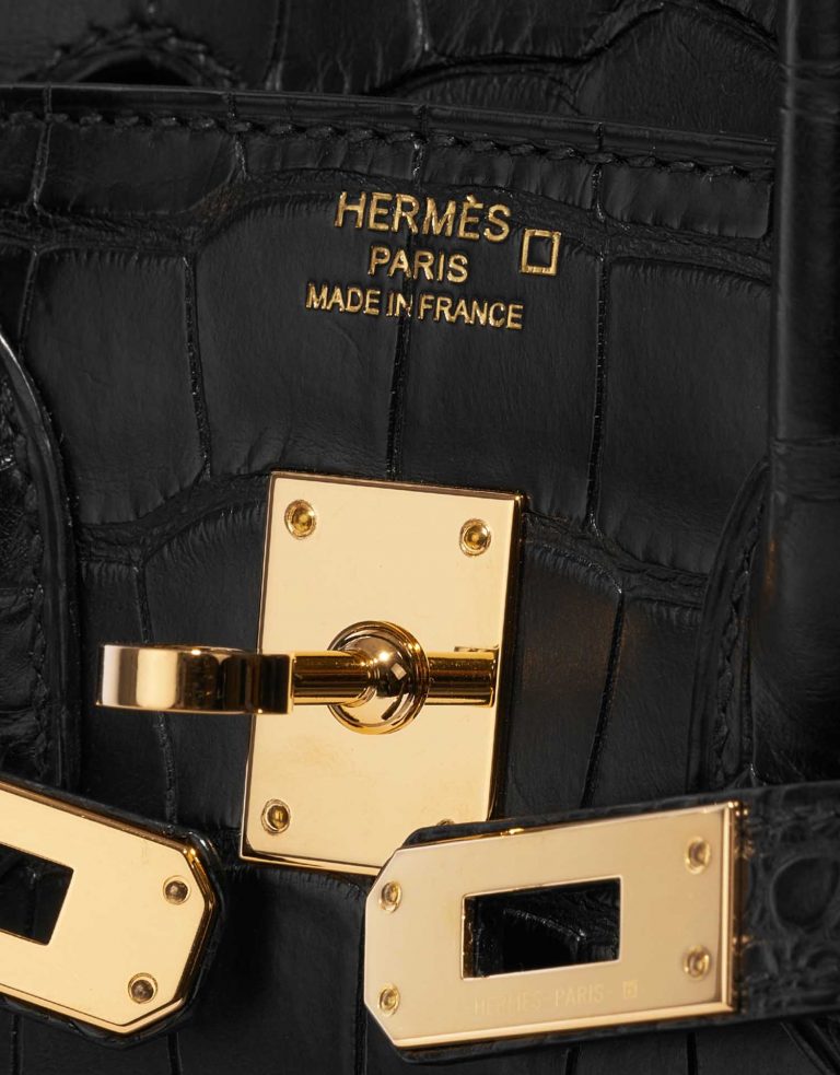 Pre-owned Hermès bag Birkin 25 Matte Alligator Black Black Logo | Sell your designer bag on Saclab.com