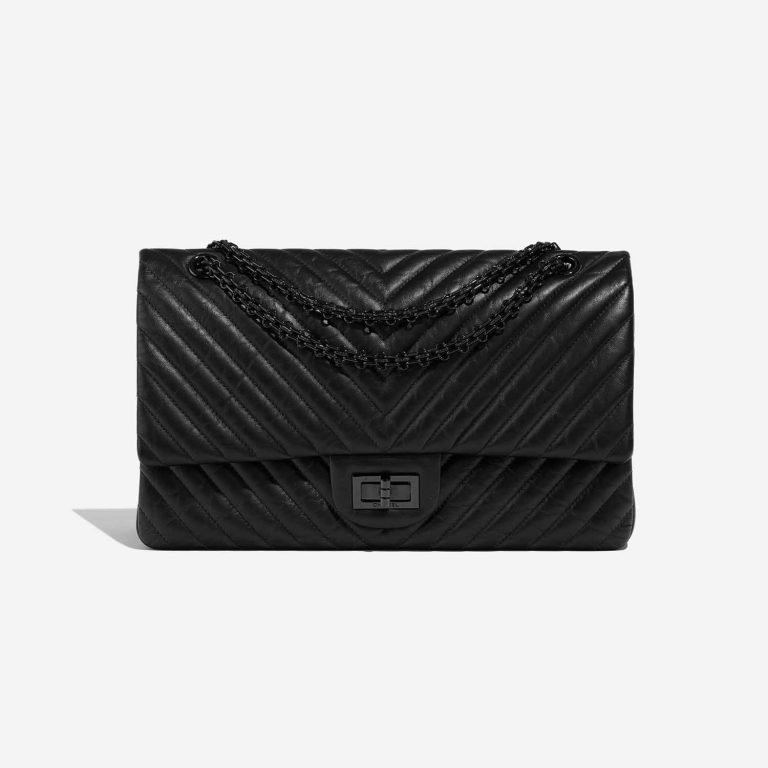 Pre-owned Chanel bag 2.55 Reissue 227 Calf So Black Black Front | Sell your designer bag on Saclab.com