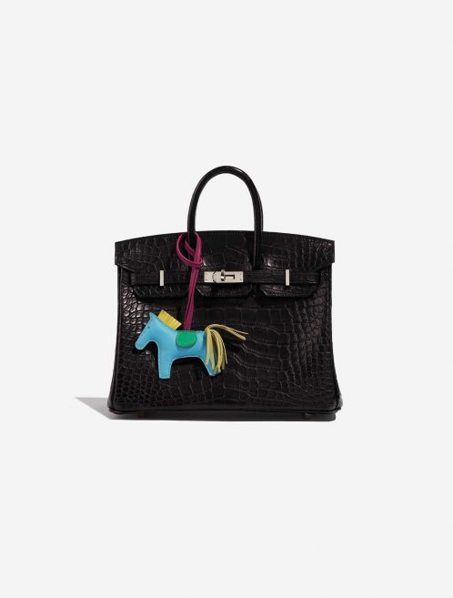 Pre-owned Hermès bag Rodeo PM Milo Lamb Blue Electrique / Lagoon / Rose Pourpre / Bamboo / Lime Blue, Rose, Yellow Detail | Sell your designer bag on Saclab.com