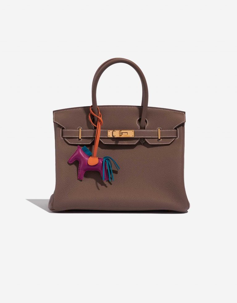 Pre-owned Hermès bag Rodeo PM Milo Lamb Tosca / Blue Izmir / Orange Multicolour Front | Sell your designer bag on Saclab.com