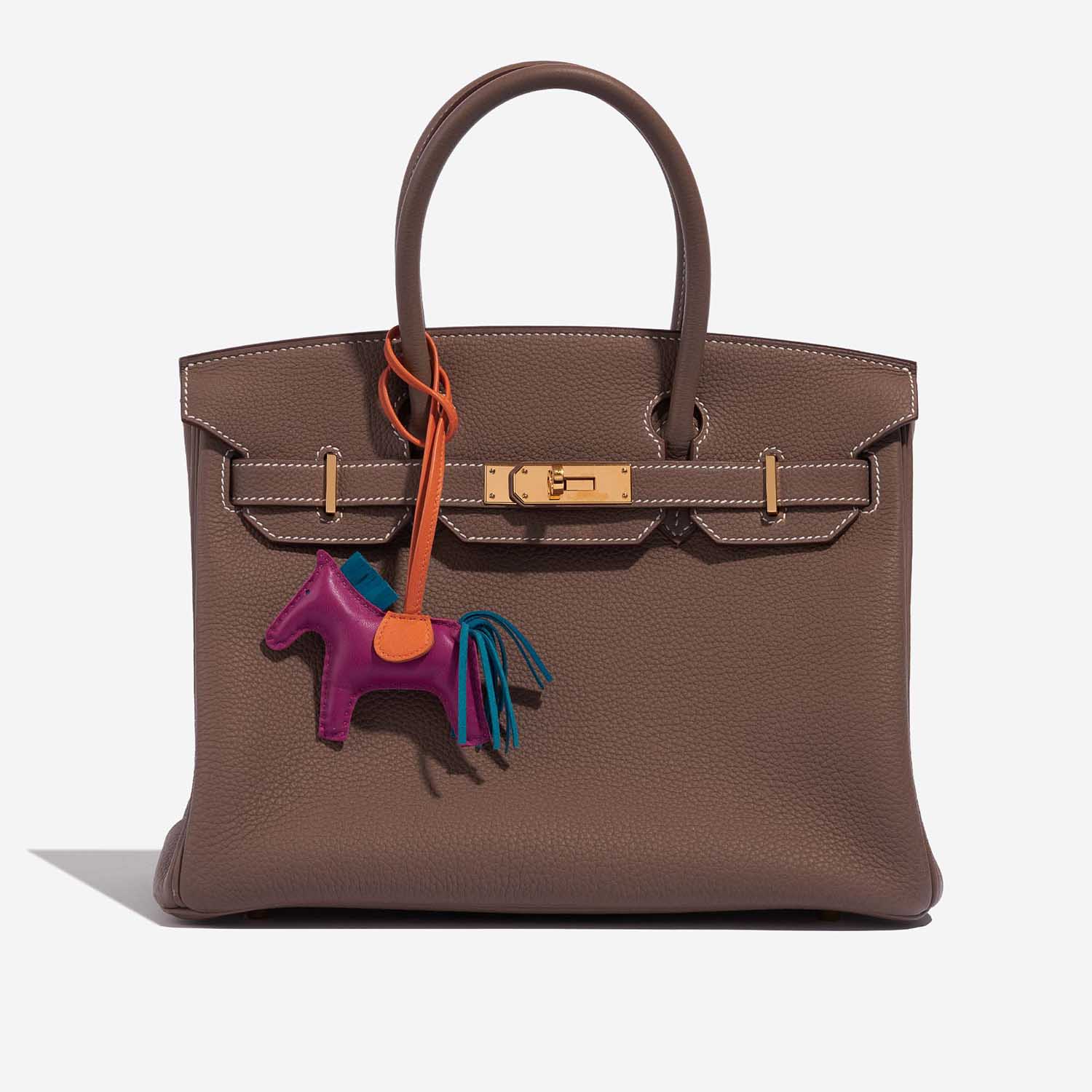 Pre-owned Hermès bag Rodeo PM Milo Lamb Tosca / Blue Izmir / Orange Multicolour, Violet Detail | Sell your designer bag on Saclab.com