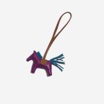 Pre-owned Hermès bag Rodeo PM Milo Lamb Anemone / Blue Izmir / Gold Multicolour, Violet Front | Sell your designer bag on Saclab.com