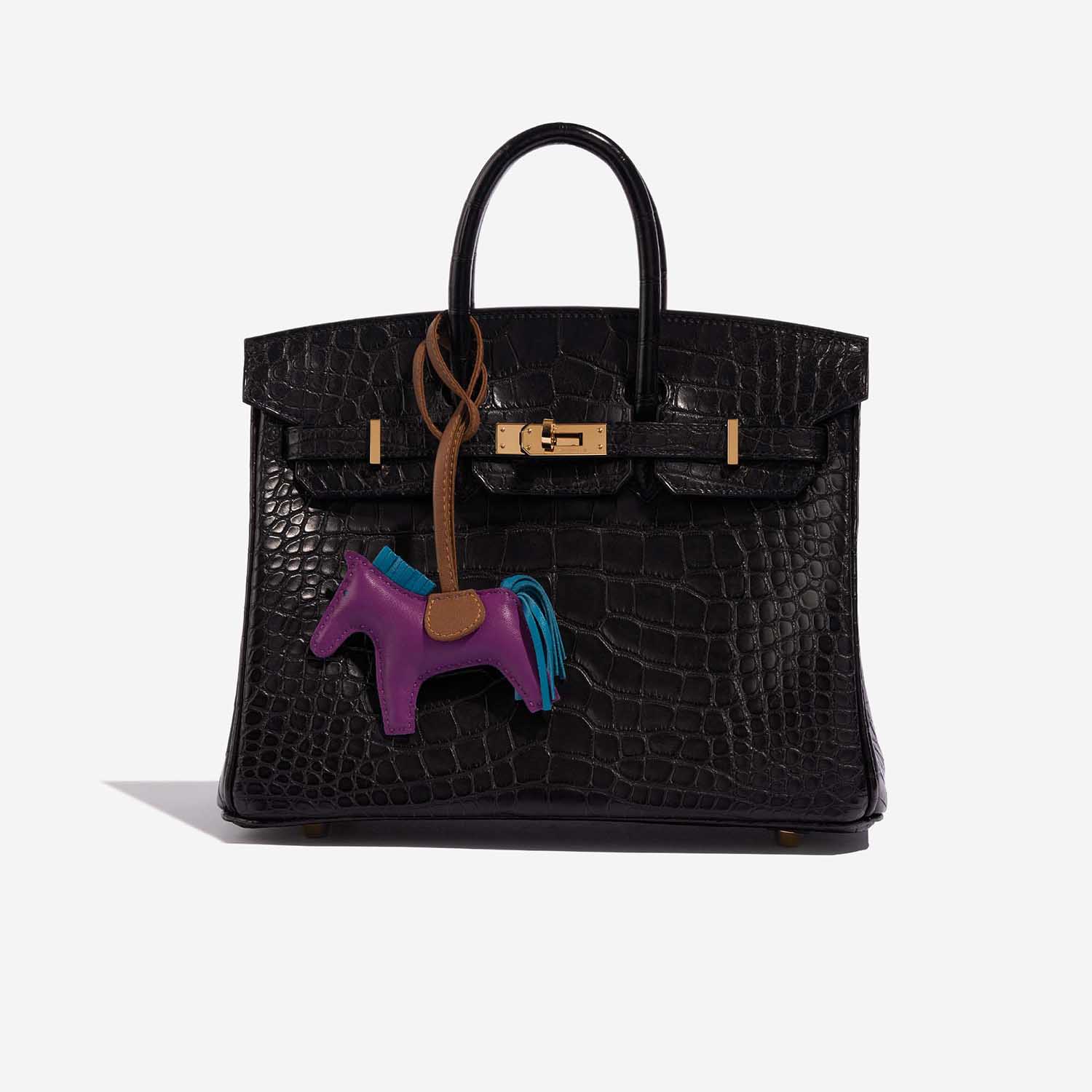 Pre-owned Hermès bag Rodeo PM Milo Lamb Anemone / Blue Izmir / Gold Multicolour, Violet Detail | Sell your designer bag on Saclab.com