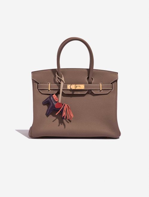 Pre-owned Hermès bag Rodeo PM Milo Lamb Raisin / Flamingo / Rouge Vif Purple, Red, Rose Detail | Sell your designer bag on Saclab.com