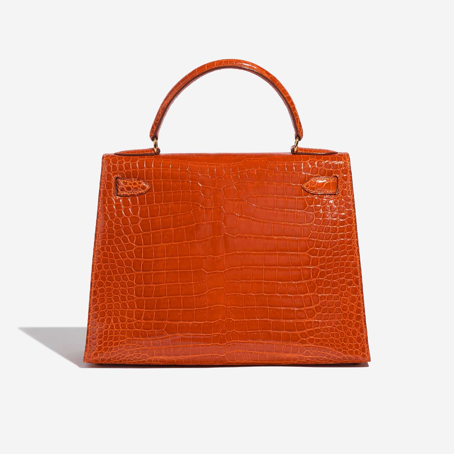 Gebrauchte Hermès Tasche Kelly 28 Porosus Crocodile Orange H Orange Back | Verkaufen Sie Ihre Designer-Tasche auf Saclab.com