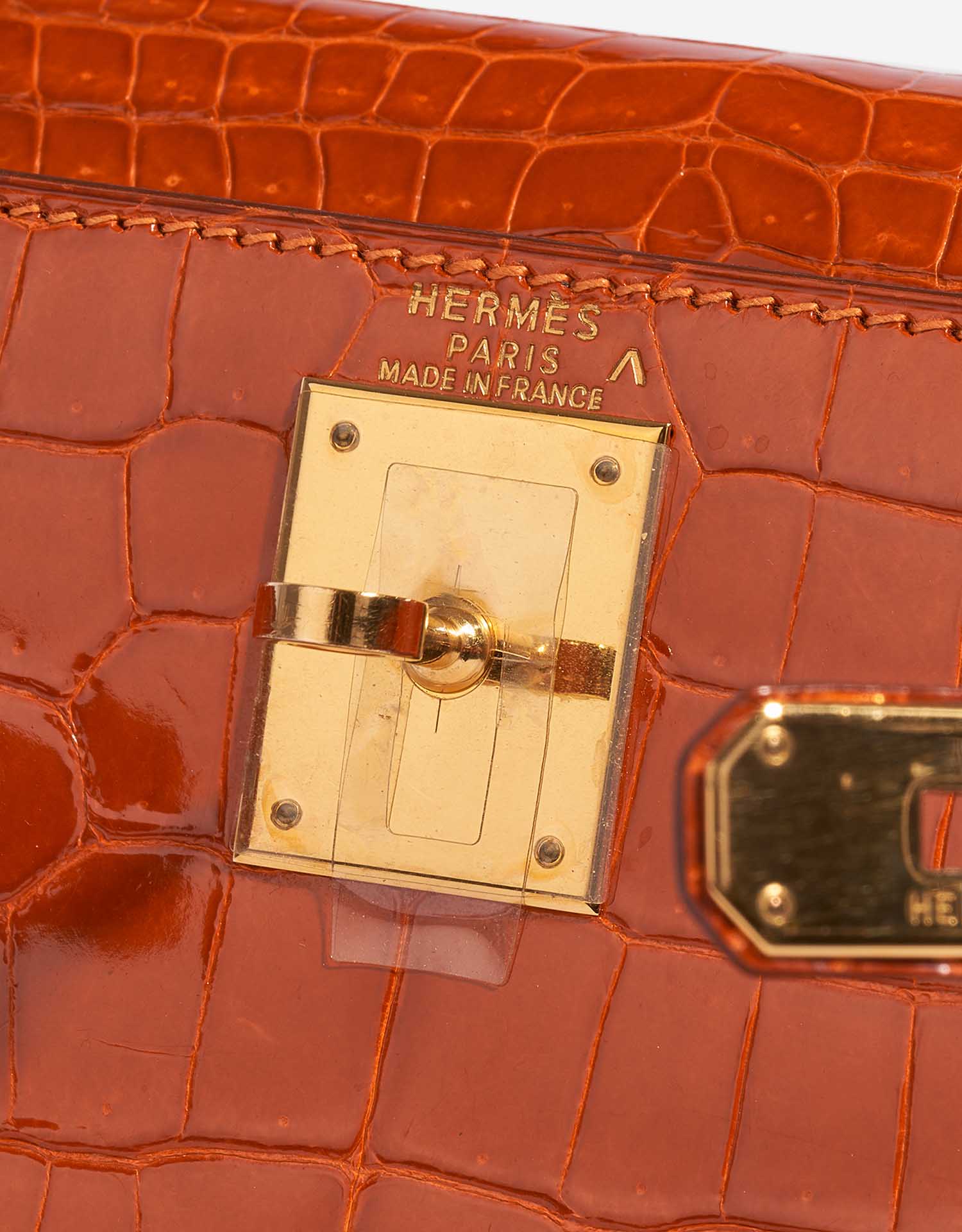 Gebrauchte Hermès Tasche Kelly 28 Porosus Krokodil Orange H Orange Schließsystem | Verkaufen Sie Ihre Designer-Tasche auf Saclab.com