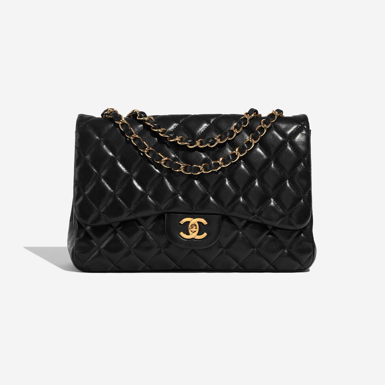 Pre-owned Chanel bag Timeless Jumbo Lamb Black Black Front | Sell your designer bag on Saclab.com