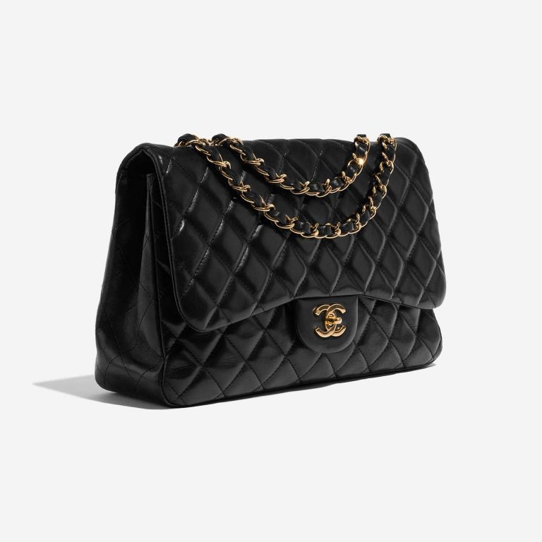 Pre-owned Chanel Timeless Jumbo Lammleder Schwarz Schwarz Side Front | Verkaufen Sie Ihre Designer-Tasche auf Saclab.com