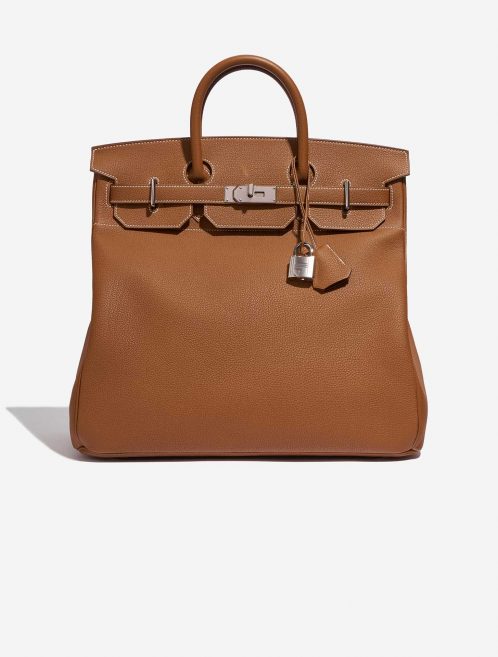 Pre-owned Hermès bag Haut à Courroies 40 Togo Gold Brown Front | Sell your designer bag on Saclab.com