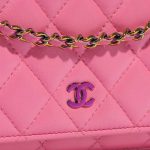 Pre-owned Chanel bag Timeless WOC Lamb Pink / Yellow Pink Closing System | Sell your designer bag on Saclab.com