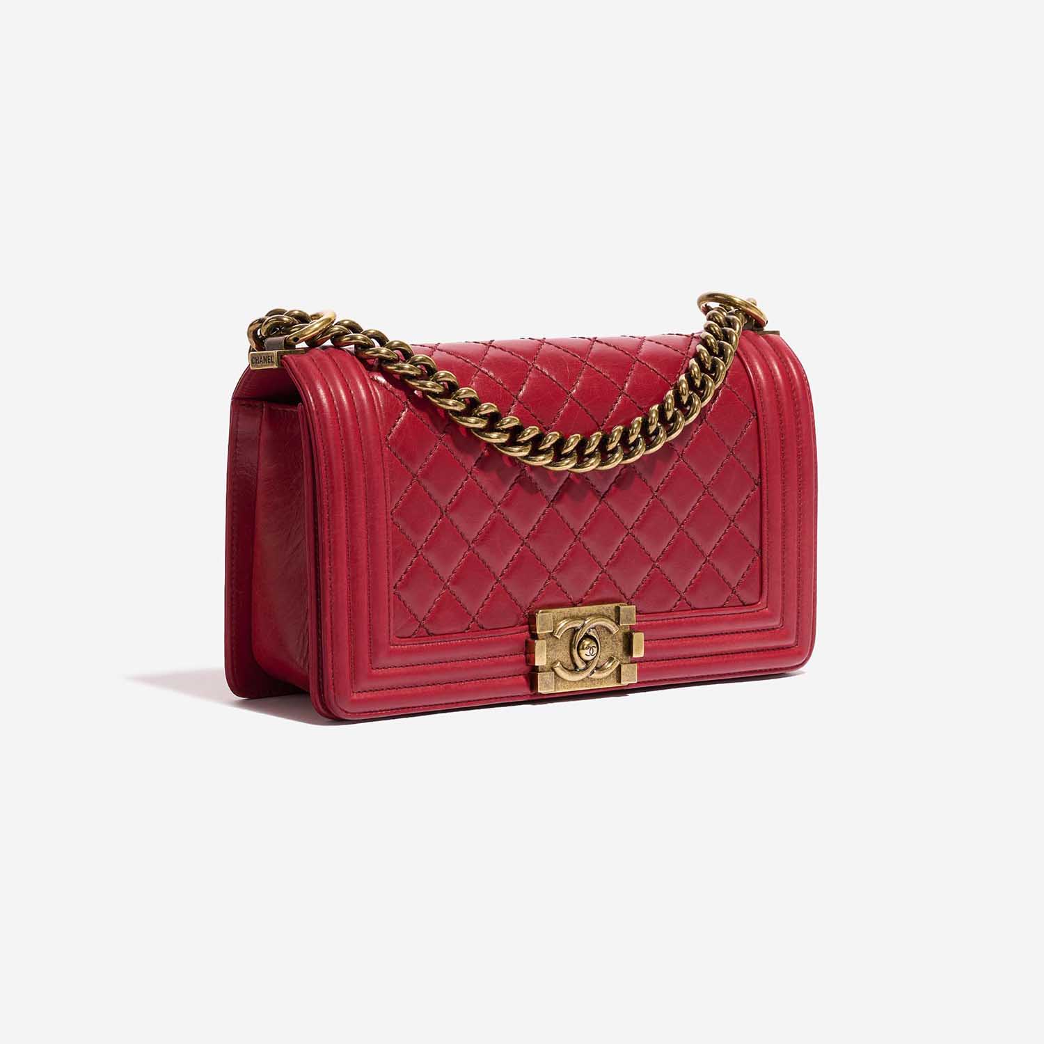  Chanel, Pre-Loved Red Quilted Calfskin Top Handle Boy Bag  Medium, Red : Luxury Stores