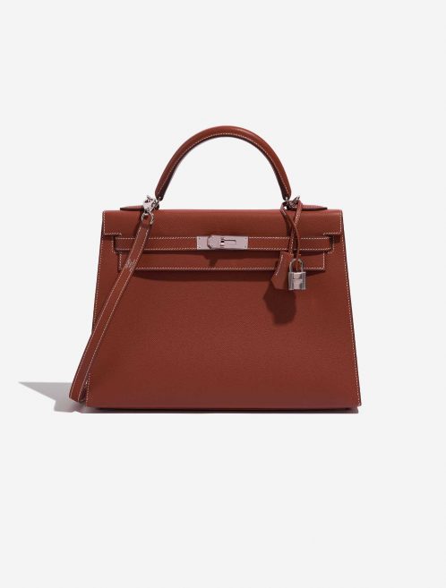 Pre-owned Hermès bag Kelly 32 Epsom Sienne Brown Front | Sell your designer bag on Saclab.com