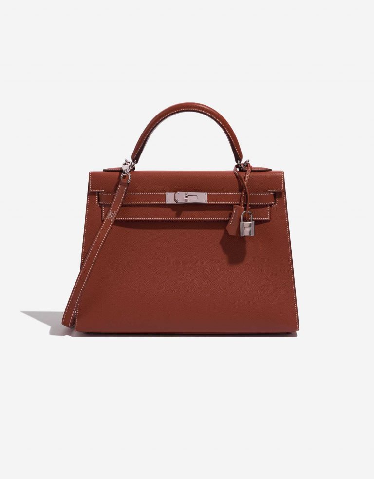 Pre-owned Hermès bag Kelly 32 Epsom Sienne Brown Front | Sell your designer bag on Saclab.com