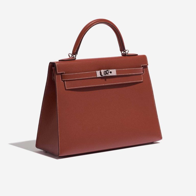 Pre-owned Hermès bag Kelly 32 Epsom Sienne Brown Side Front | Sell your designer bag on Saclab.com