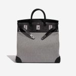 Pre-owned Hermès bag Haut à Courroies 40 Toile Criss / Veau Evergrain Black / Ecru Grey Front Open | Sell your designer bag on Saclab.com