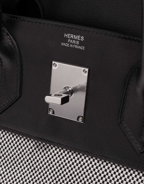 Hermès Haut à Courroies 40 Toile Criss / Veau Evergrain Black / Ecru ...