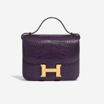 Pre-owned Hermès bag Constance 18 Matte Alligator Amethyst Violet Front | Sell your designer bag on Saclab.com