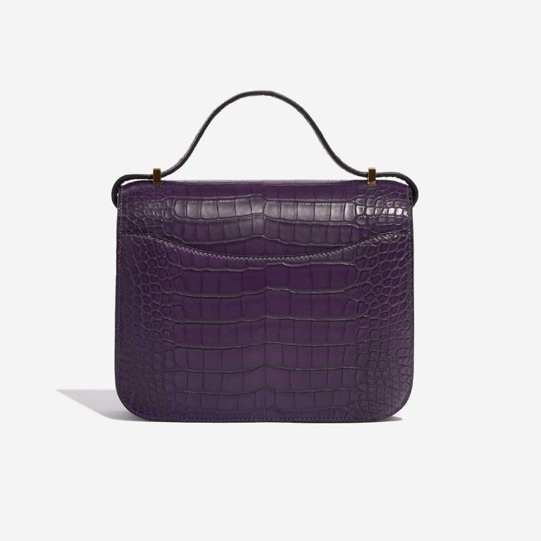 Pre-owned Hermès bag Constance 18 Matte Alligator Amethyst Violet Back | Sell your designer bag on Saclab.com