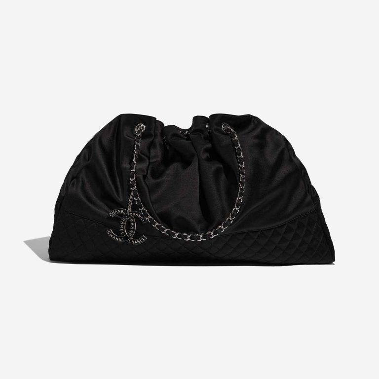 Pre-owned Chanel bag Drawstring Large Satin Black Black Front | Sell your designer bag on Saclab.com