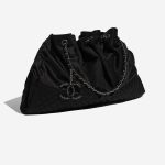 Pre-owned Chanel bag Drawstring Large Satin Black Black Side Front | Sell your designer bag on Saclab.com