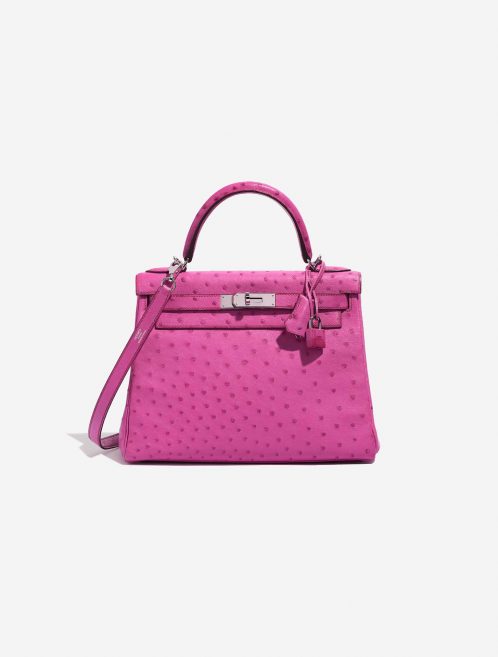 Pre-owned Hermès bag Kelly 28 Ostrich Fuchsia Pink Front | Sell your designer bag on Saclab.com