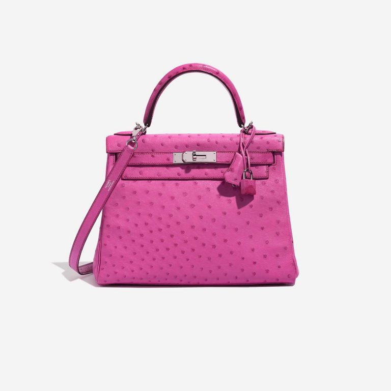 Sac Hermès d'occasion Kelly 28 Autruche Fuchsia Pink Front | Vendez votre sac de créateur sur Saclab.com