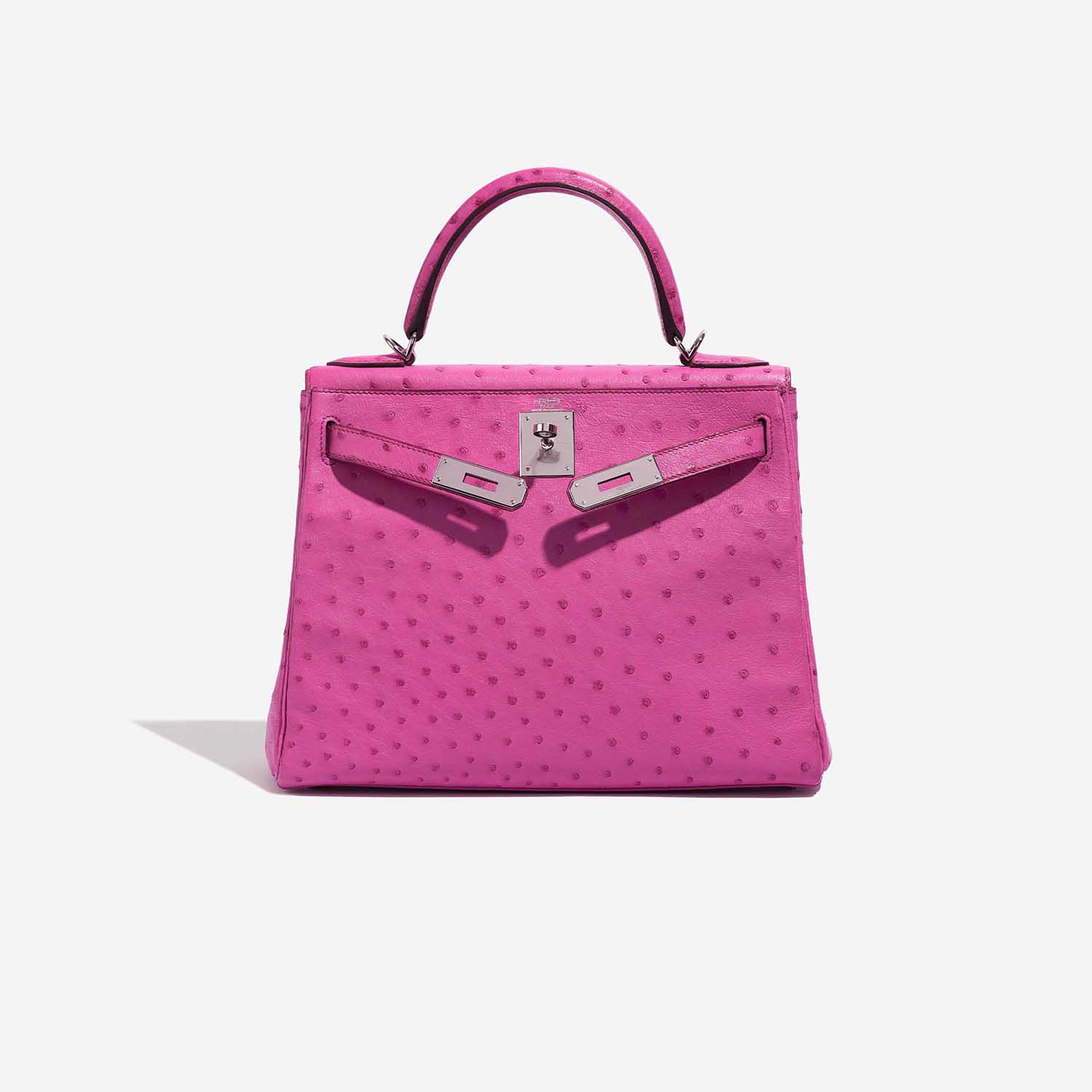 Pre-owned Hermès Tasche Kelly 28 Ostrich Fuchsia Pink Front Open | Verkaufen Sie Ihre Designer-Tasche auf Saclab.com