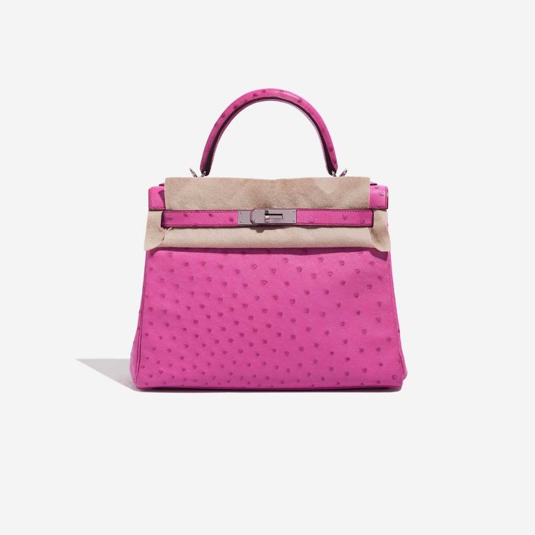 Sac Hermès d'occasion Kelly 28 Autruche Fuchsia Pink Front Velt | Vendez votre sac de créateur sur Saclab.com