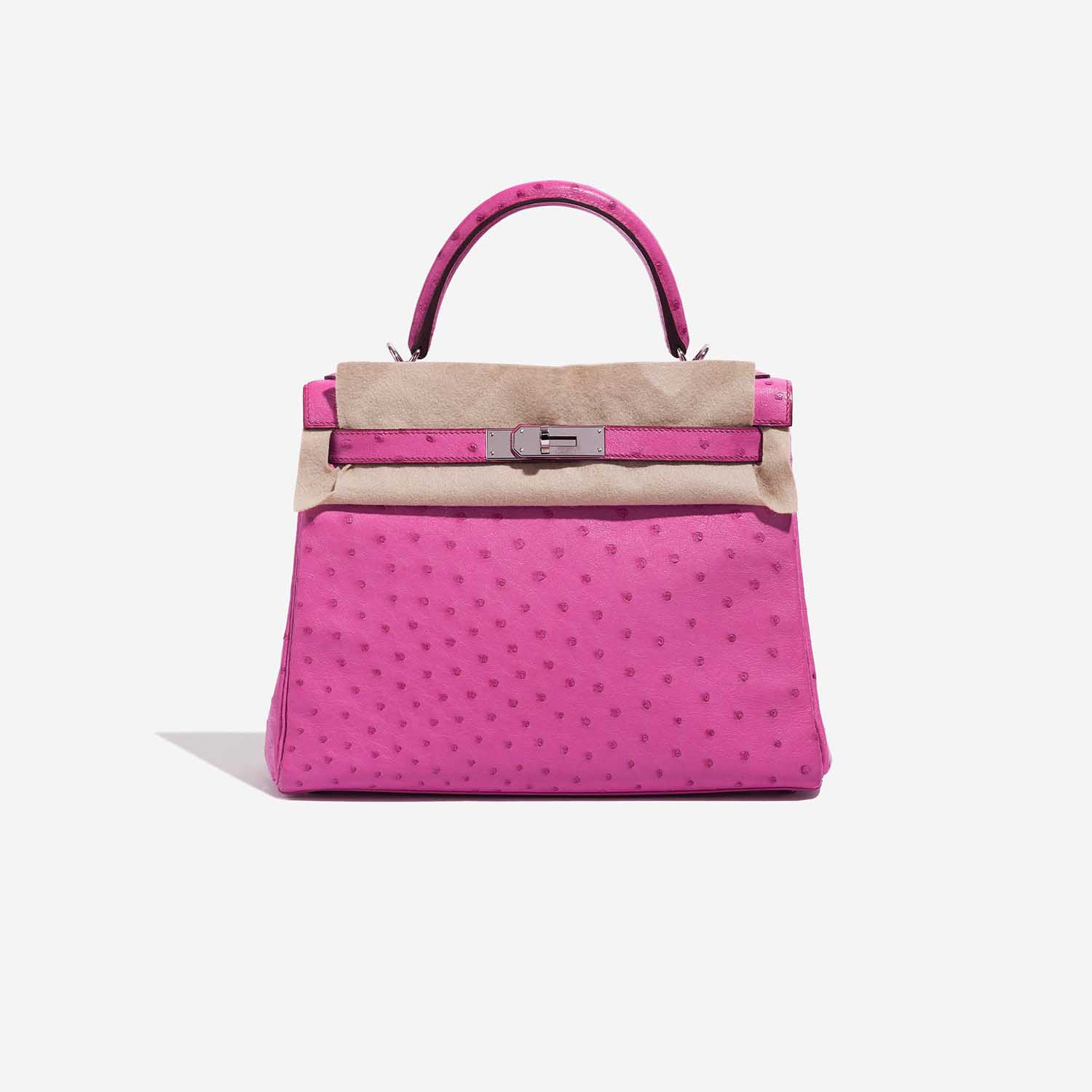 Pre-owned Hermès Tasche Kelly 28 Ostrich Fuchsia Pink Front Velt | Verkaufen Sie Ihre Designer-Tasche auf Saclab.com