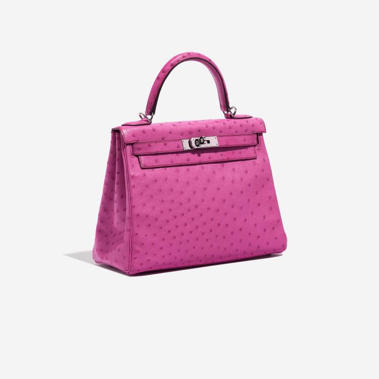 Sac Hermès d'occasion Kelly 28 Autruche Fuchsia Pink Side Front | Vendez votre sac de créateur sur Saclab.com