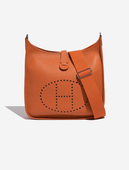 Pre-owned Hermès bag Evelyne 33 Taurillon Clemence Orange H Orange Front | Sell your designer bag on Saclab.com