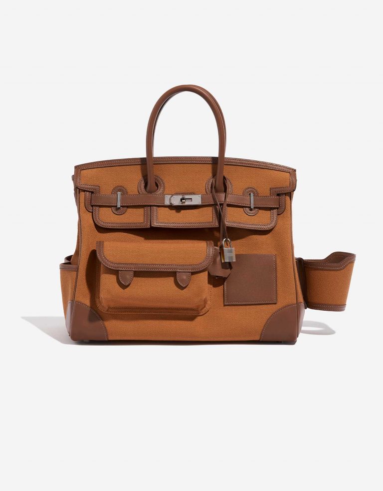 Sac Hermès d'occasion Birkin Cargo 35 Swift / Toile Goeland Marron / Gold Brown Front | Vendez votre sac de créateur sur Saclab.com