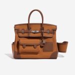 Pre-owned Hermès bag Birkin Cargo 35 Swift / Toile Goeland Marron / Gold Brown Front | Sell your designer bag on Saclab.com