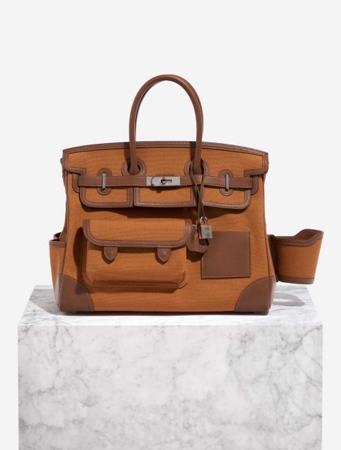 Pre-owned Hermès bag Birkin Cargo 35 Swift / Toile Goeland Marron / Gold Brown | Sell your designer bag on Saclab.com
