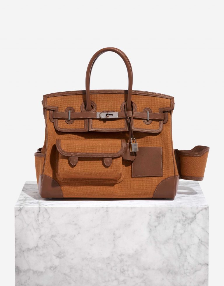 Gebrauchte Hermès Tasche Birkin Cargo 35 Swift / Toile Goeland Marron / Gold Brown | Verkaufen Sie Ihre Designer-Tasche auf Saclab.com