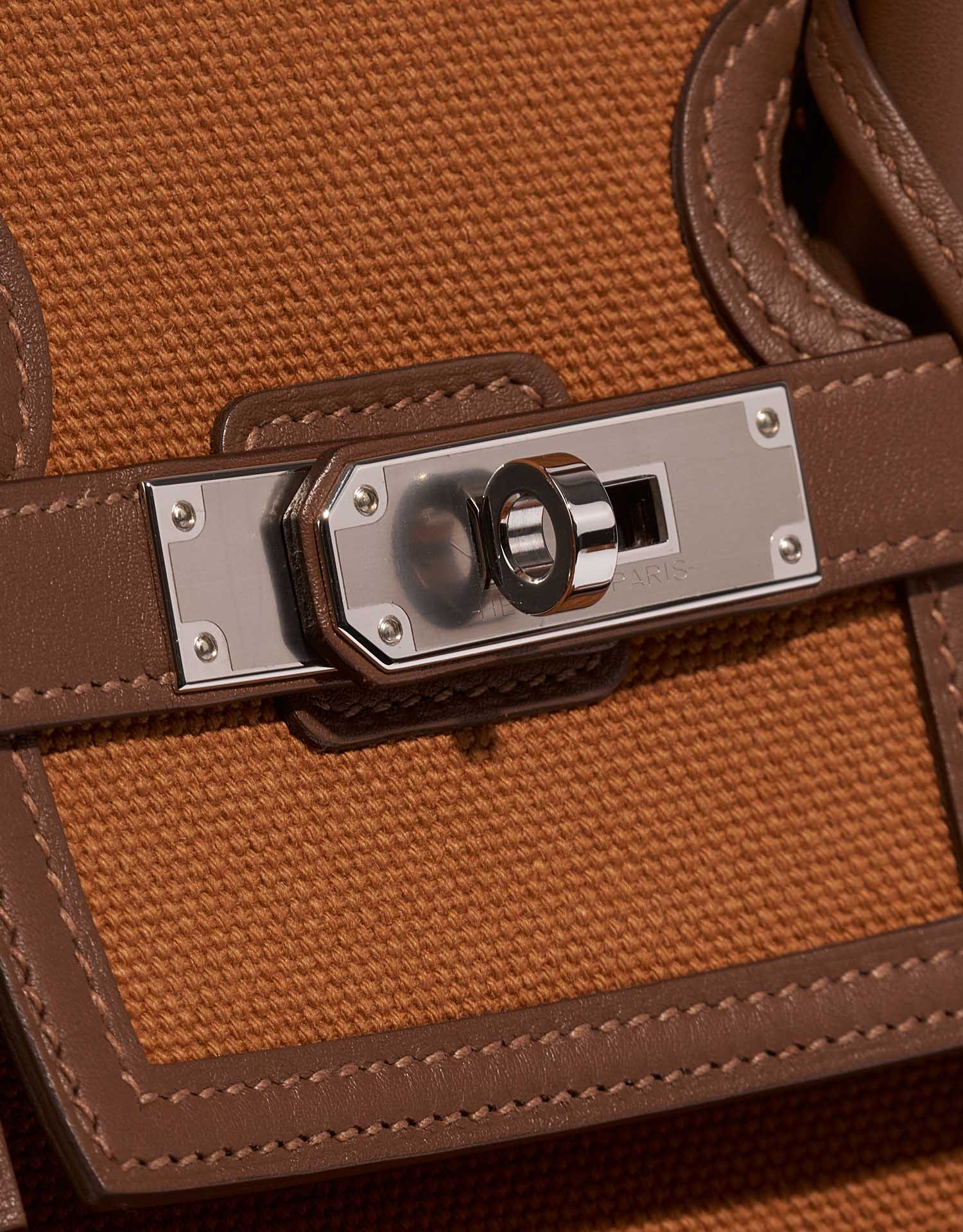 Pre-owned Hermès bag Birkin Cargo 35 Swift / Toile Goeland Marron / Gold Brown Closing System | Sell your designer bag on Saclab.com