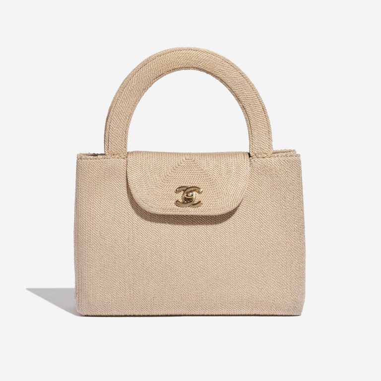 Pre-owned Chanel bag Timeless Handle Medium Silk Beige Beige Front | Sell your designer bag on Saclab.com