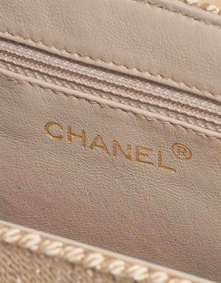 Pre-owned Chanel bag Timeless Handle Medium Silk Beige Beige Logo | Sell your designer bag on Saclab.com