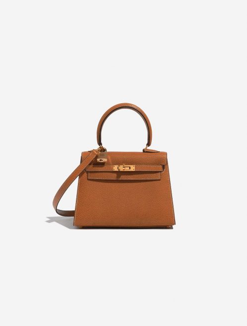 Pre-owned Hermès bag Kelly Mini Porc Gold Brown Front | Sell your designer bag on Saclab.com