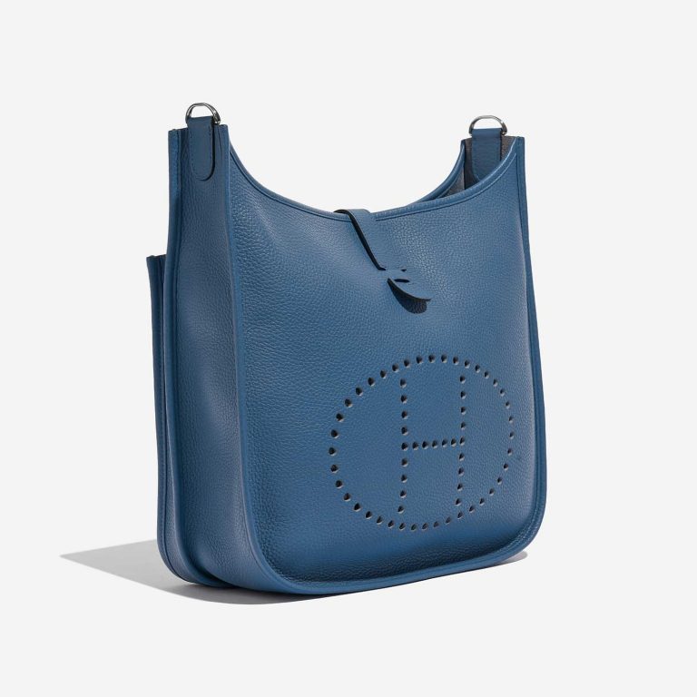 Pre-owned Hermès bag Evelyne 33 Clemence Bleu Agathe Blue Side Front | Sell your designer bag on Saclab.com