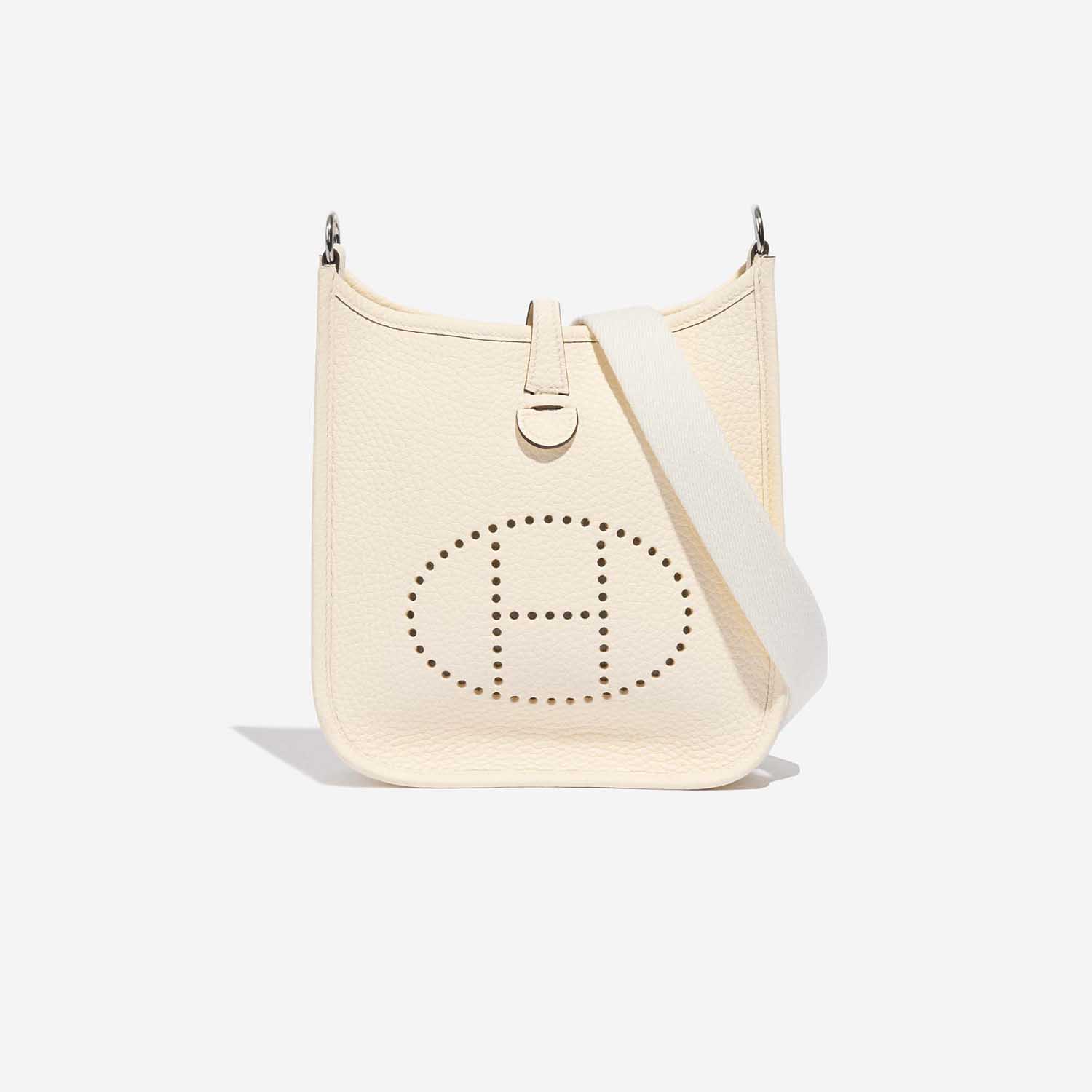 Pre-owned Hermès bag Evelyne 16 Taurillon Clemence Nata / White Beige, White Front | Sell your designer bag on Saclab.com