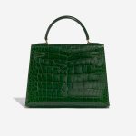 Pre-owned Hermès bag Kelly 28 Alligator Mississippiensis Vert Emeralde Green Back | Sell your designer bag on Saclab.com