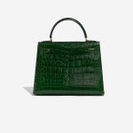 Pre-owned Hermès bag Kelly 28 Alligator Mississippiensis Vert Emeralde Dark Green, Green Back | Sell your designer bag on Saclab.com
